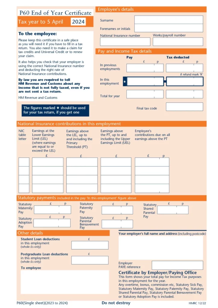 What Is a P60 Form? A Complete Guide for UK Employees 1 p60 form